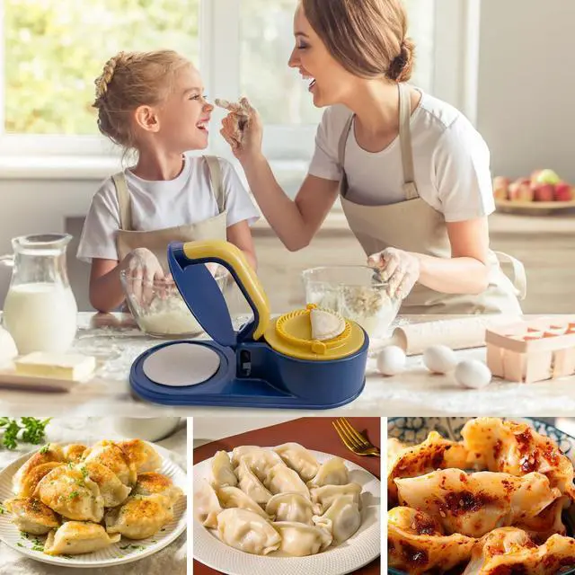 Alt view image 5 of 7 - 3 In 1 Dumpling Maker Press Kitchen Empanada Maker Press Baozi Bun Mold Manual Pastry Dumpling Wrapper Machine for Chinese Food, Empanada, Ravioli, Pierogi, Hand Pie (Light Blue)