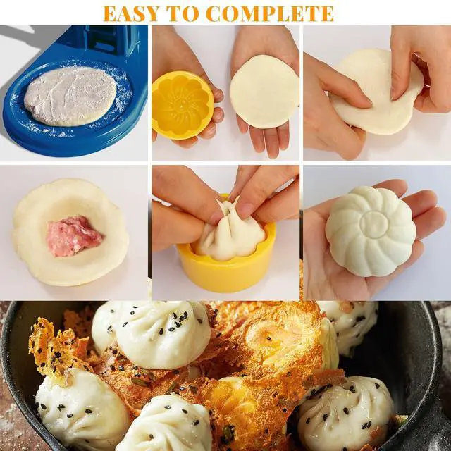 Alt view image 3 of 7 - 3 In 1 Dumpling Maker Press Kitchen Empanada Maker Press Baozi Bun Mold Manual Pastry Dumpling Wrapper Machine for Chinese Food, Empanada, Ravioli, Pierogi, Hand Pie (Light Blue)