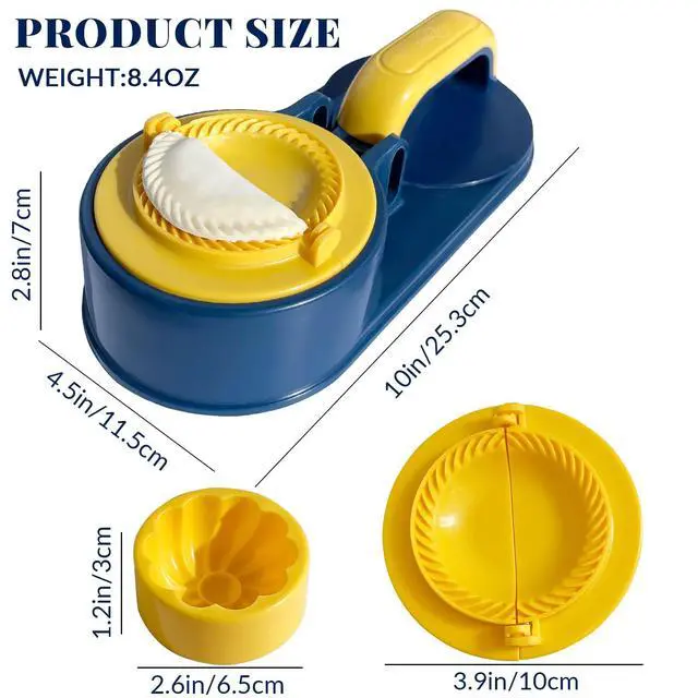 Alt view image 4 of 7 - 3 In 1 Dumpling Maker Press Kitchen Empanada Maker Press Baozi Bun Mold Manual Pastry Dumpling Wrapper Machine for Chinese Food, Empanada, Ravioli, Pierogi, Hand Pie (Light Blue)