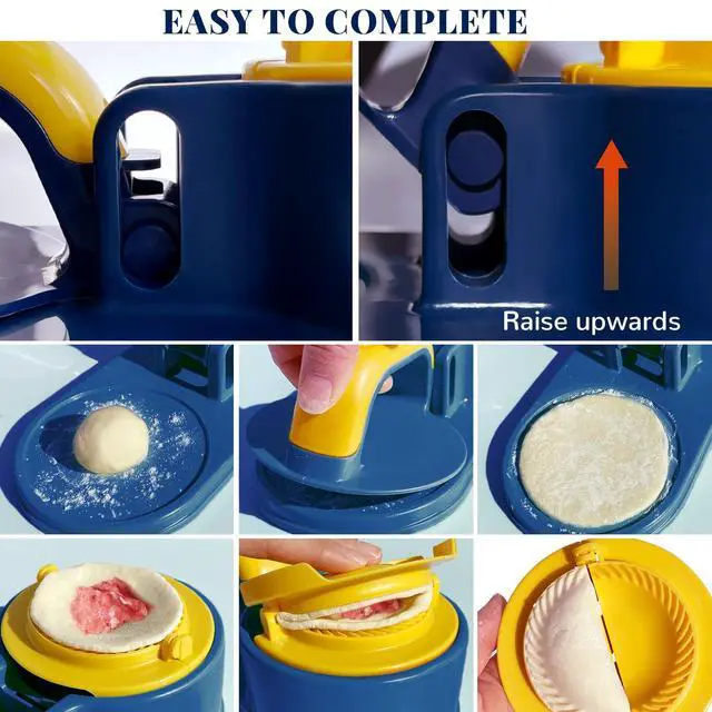 Alt view image 2 of 7 - 3 In 1 Dumpling Maker Press Kitchen Empanada Maker Press Baozi Bun Mold Manual Pastry Dumpling Wrapper Machine for Chinese Food, Empanada, Ravioli, Pierogi, Hand Pie (Light Blue)