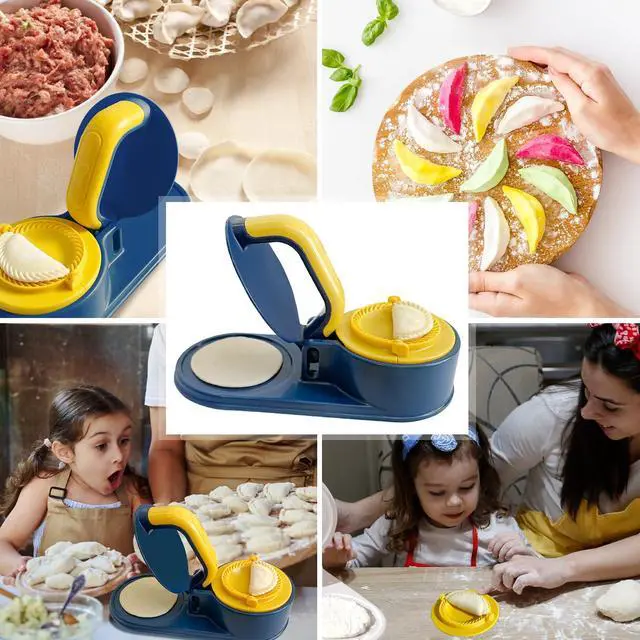 Alt view image 7 of 7 - 3 In 1 Dumpling Maker Press Kitchen Empanada Maker Press Baozi Bun Mold Manual Pastry Dumpling Wrapper Machine for Chinese Food, Empanada, Ravioli, Pierogi, Hand Pie (Light Blue)