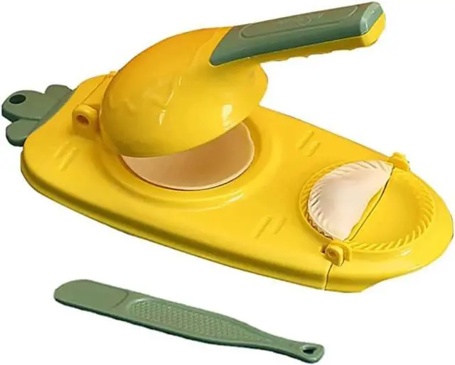 Main image of 2 In 1 Dumpling Maker Press Kitchen Empanada Maker Press Mold Manual Pastry Dumpling Wrapper Machine for Chinese Food, Empanada, Ravioli, Pierogi, Hand Pie (Yellow)