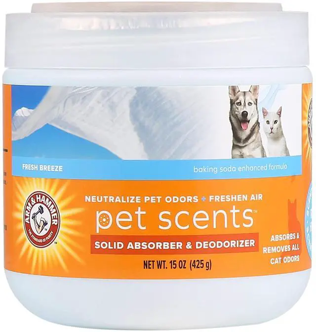 Main image of Pet Scents Gel Odor Eliminator, Baking Soda Deodorizer for Pet Rooms, Litter Box Areas, and Indoor Spaces, Long-Lasting Solid Gel Format, Fresh Breeze Scent, 15 Oz