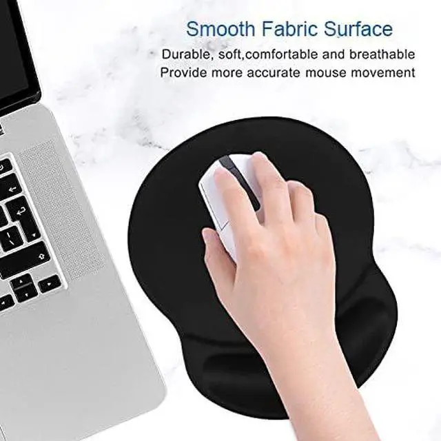 Alt view image 3 of 7 - Ergonomic Mouse Pad with Gel Wrist Rest Support Gaming Small Wrist Rest Smooth Surface Non-Slip PU Base Comfortable Office Supplies Pain Relief, 8.7 x 7.2 inches, Black