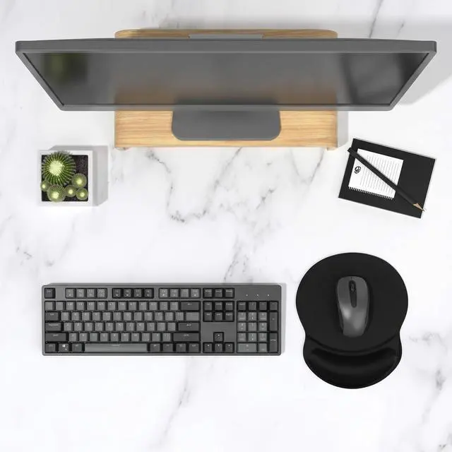 Alt view image 7 of 7 - Ergonomic Mouse Pad with Gel Wrist Rest Support Gaming Small Wrist Rest Smooth Surface Non-Slip PU Base Comfortable Office Supplies Pain Relief, 8.7 x 7.2 inches, Black