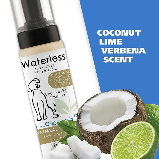 Alt view image 6 of 7 - USA Pet Friendly Waterless No Rinse Shampoo for Animals - Coconut Lime Verbena Scent Oatmeal Formula Cleans, Conditions, Detangles & Moisturizes Dogs Fur 7.1 Oz - Model 820015A