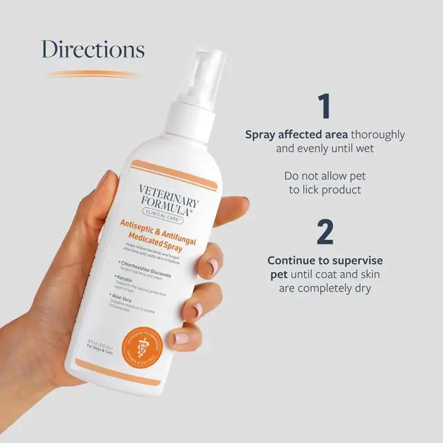 Alt view image 7 of 7 - Clinical Care Antiseptic and Antifungal Medicated Spray for Dogs & Cats, 8 Fl Oz (1 Pack)