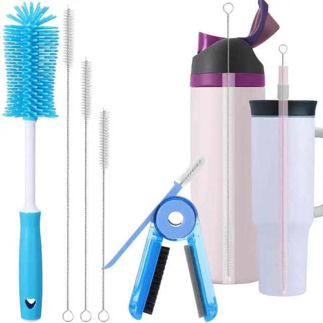Main image of 5 Pcs Water Bottle Cleaner Brush Set for Owala 24oz/32oz/40oz Cup,Multifunctional Bottle Brush and Long Straw Cleaner Brush,Cleaning Kit for Owala/Stanley/Yeti Tumbler Cup Accessories