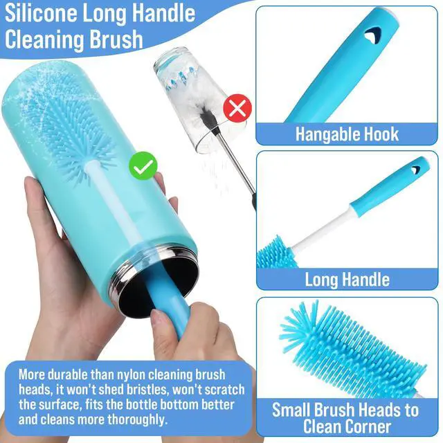 Alt view image 4 of 7 - 5 Pcs Water Bottle Cleaner Brush Set for Owala 24oz/32oz/40oz Cup,Multifunctional Bottle Brush and Long Straw Cleaner Brush,Cleaning Kit for Owala/Stanley/Yeti Tumbler Cup Accessories