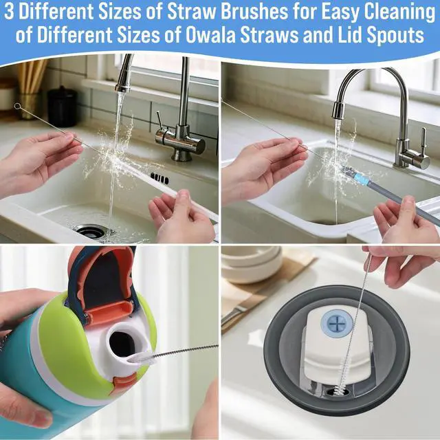Alt view image 5 of 7 - 5 Pcs Water Bottle Cleaner Brush Set for Owala 24oz/32oz/40oz Cup,Multifunctional Bottle Brush and Long Straw Cleaner Brush,Cleaning Kit for Owala/Stanley/Yeti Tumbler Cup Accessories
