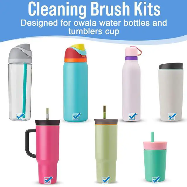 Alt view image 2 of 7 - 5 Pcs Water Bottle Cleaner Brush Set for Owala 24oz/32oz/40oz Cup,Multifunctional Bottle Brush and Long Straw Cleaner Brush,Cleaning Kit for Owala/Stanley/Yeti Tumbler Cup Accessories