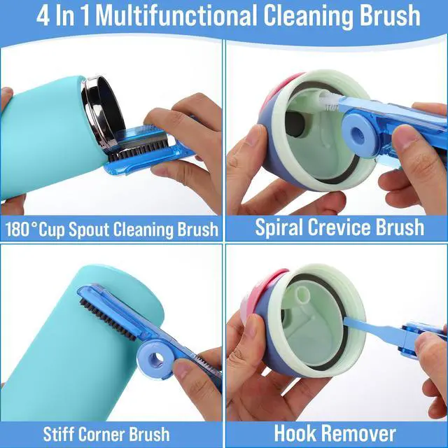 Alt view image 3 of 7 - 5 Pcs Water Bottle Cleaner Brush Set for Owala 24oz/32oz/40oz Cup,Multifunctional Bottle Brush and Long Straw Cleaner Brush,Cleaning Kit for Owala/Stanley/Yeti Tumbler Cup Accessories