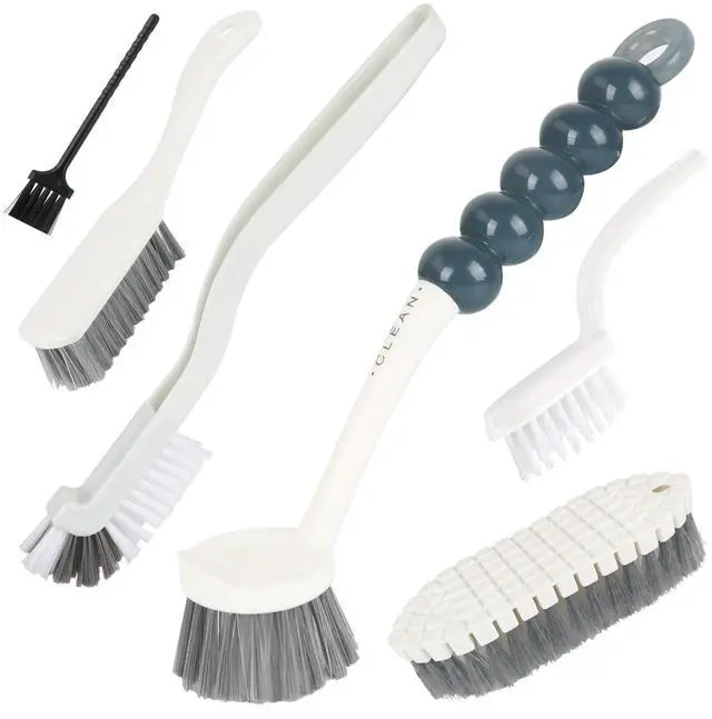 Main image of 6 Pack Multipurpose Household Cleaning Set, Deep Cleaning Brush Set with Grips - Dish, Scrub, Bottle, Shoe, Groove Gap, Keyboard Brush for Kitchen, Bathroom (B)
