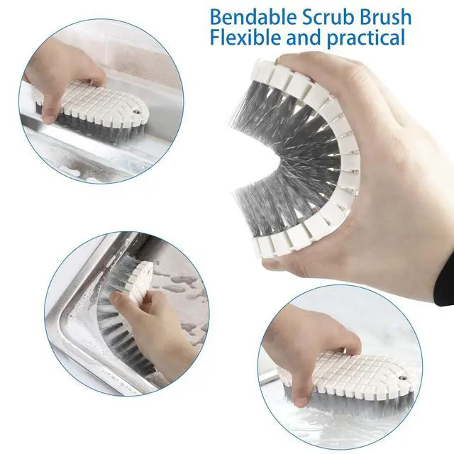 Alt view image 5 of 7 - 6 Pack Multipurpose Household Cleaning Set, Deep Cleaning Brush Set with Grips - Dish, Scrub, Bottle, Shoe, Groove Gap, Keyboard Brush for Kitchen, Bathroom (B)