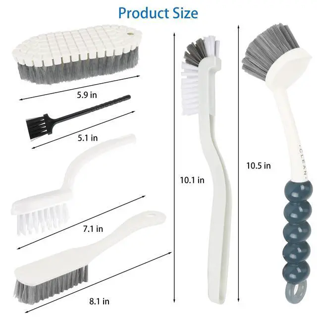 Alt view image 7 of 7 - 6 Pack Multipurpose Household Cleaning Set, Deep Cleaning Brush Set with Grips - Dish, Scrub, Bottle, Shoe, Groove Gap, Keyboard Brush for Kitchen, Bathroom (B)