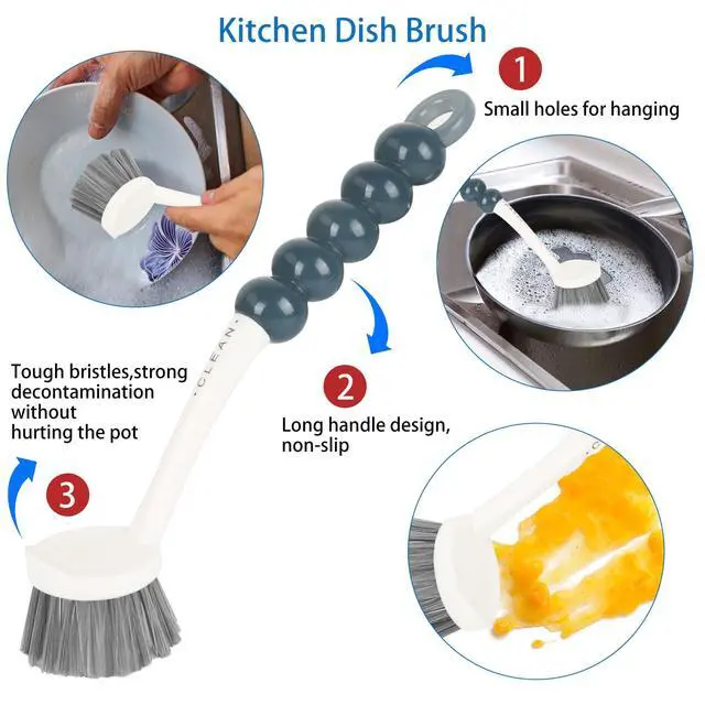 Alt view image 2 of 7 - 6 Pack Multipurpose Household Cleaning Set, Deep Cleaning Brush Set with Grips - Dish, Scrub, Bottle, Shoe, Groove Gap, Keyboard Brush for Kitchen, Bathroom (B)