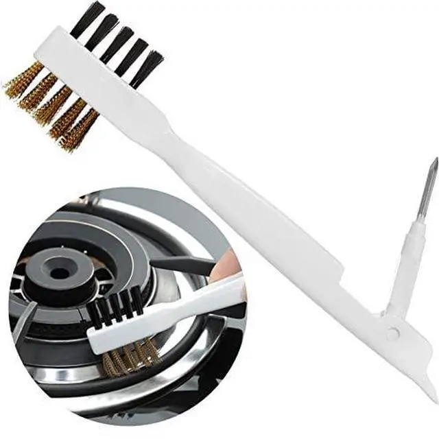 Main image of Kitchen Cleaning Scrub Brush - Deep Gas Stove Brass Wire Brushes with Stiff Bristles & Cooktop Scraper, Scrubber for Range Hood Grease Grime, Rust Cleaner for Pot Pan, Household Cleaning Tools