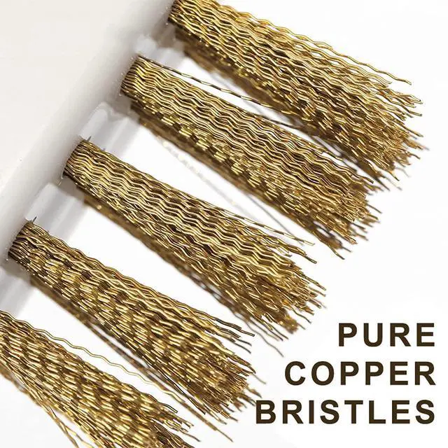 Alt view image 3 of 7 - Kitchen Cleaning Scrub Brush - Deep Gas Stove Brass Wire Brushes with Stiff Bristles & Cooktop Scraper, Scrubber for Range Hood Grease Grime, Rust Cleaner for Pot Pan, Household Cleaning Tools