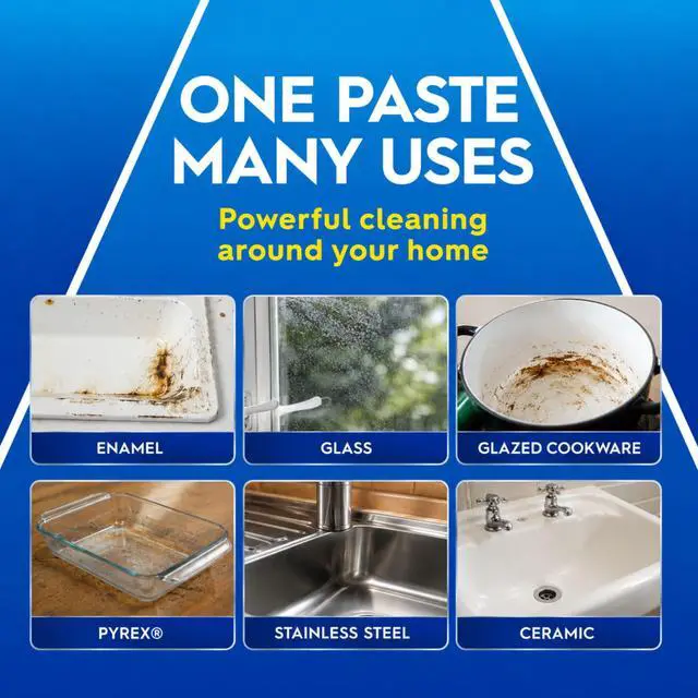 Alt view image 6 of 7 - Oven & Cookware Cleaning Paste For Glass, Appliances, Ceramics, Stovetop & Pyrex - All Purpose Kitchen Cleaner - Heavy Duty Stainless Steel Degreaser Removes Baked On Grease & Grime 150g Tub