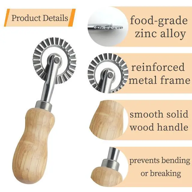 Alt view image 3 of 7 - Fluted Pastry Wheel Cutter, 1.5 Inch Pasta Cutter Wheel for Ravioli, Pie Crust & Dough, Pastry Crimper and Pasta Wheel Cutter Tool for Baking, Home Kitchen Use