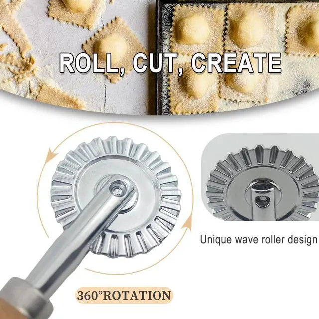 Alt view image 2 of 7 - Fluted Pastry Wheel Cutter, 1.5 Inch Pasta Cutter Wheel for Ravioli, Pie Crust & Dough, Pastry Crimper and Pasta Wheel Cutter Tool for Baking, Home Kitchen Use