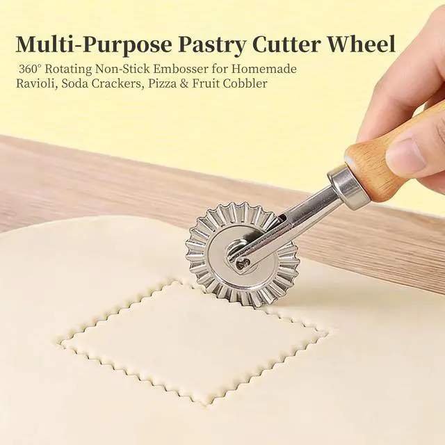 Alt view image 6 of 7 - Fluted Pastry Wheel Cutter, 1.5 Inch Pasta Cutter Wheel for Ravioli, Pie Crust & Dough, Pastry Crimper and Pasta Wheel Cutter Tool for Baking, Home Kitchen Use