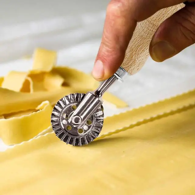 Alt view image 4 of 7 - Ravioli Stamp Maker Cutter with Roller Wheel Set, Mold with Wooden Handle and Fluted Edge, Pasta Press Kitchen Attachment (MF-146)