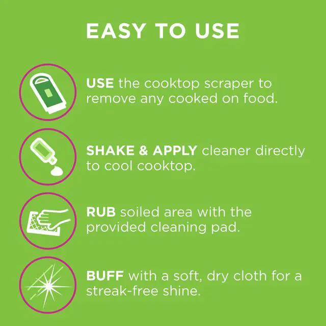 Alt view image 4 of 6 - Cooktop Cleaning Kit, Safe for Glass & Ceramic Cooktops, Includes 5 oz cleaner, 5 pads, 1 scraper