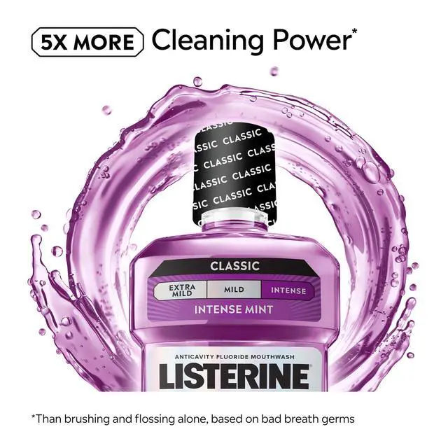 Alt view image 3 of 7 - Total Care Intense Anticavity Fluoride Mouthwash, 6 Benefits in 1 Oral Rinse Helps Kill 99% of Bad Breath Germs, Prevents Cavities, Provides 360 Clean*, ADA-Accepted, Intense Mint, 250 mL