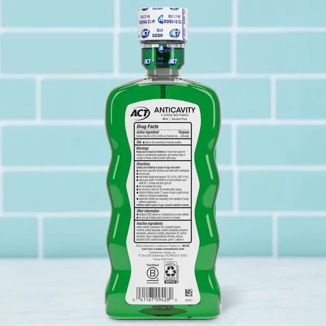 Alt view image 2 of 7 - Anticavity Zero Alcohol Fluoride Mouthwash 18 fl. oz., With Accurate Dosing Cup, Mint