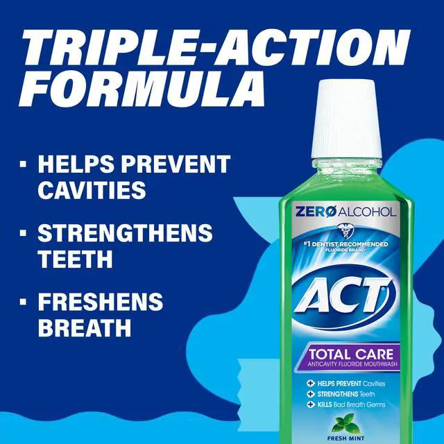 Alt view image 4 of 7 - Total Care Zero Alcohol Anticavity Fluoride Mouthwash 33.8 fl. oz. Fresh Mint