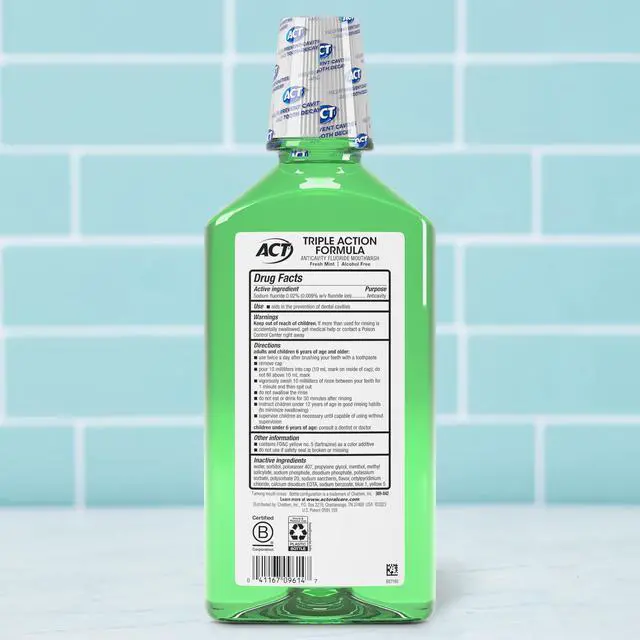 Alt view image 2 of 7 - Total Care Zero Alcohol Anticavity Fluoride Mouthwash 33.8 fl. oz. Fresh Mint