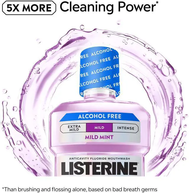 Alt view image 3 of 7 - Total Care Alcohol-Free Mild Mouthwash, 6 Benefit Oral Rinse for a Healthier Mouth, Strengthen Enamel, Mild Mint Flavor, 1 L