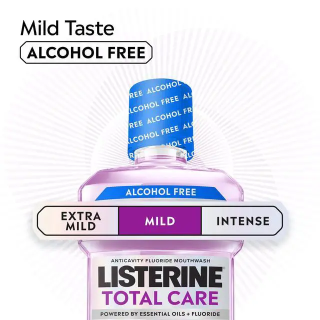 Alt view image 4 of 7 - Mouthwash Total Care Mild Mint, Alcohol Free Mouthwash for Adults, Fluoride Mouth Rinse, Non Alcohol Anticavity Oral Rinse, Kills 99.9% of Bad Breath Germs, 500 mL