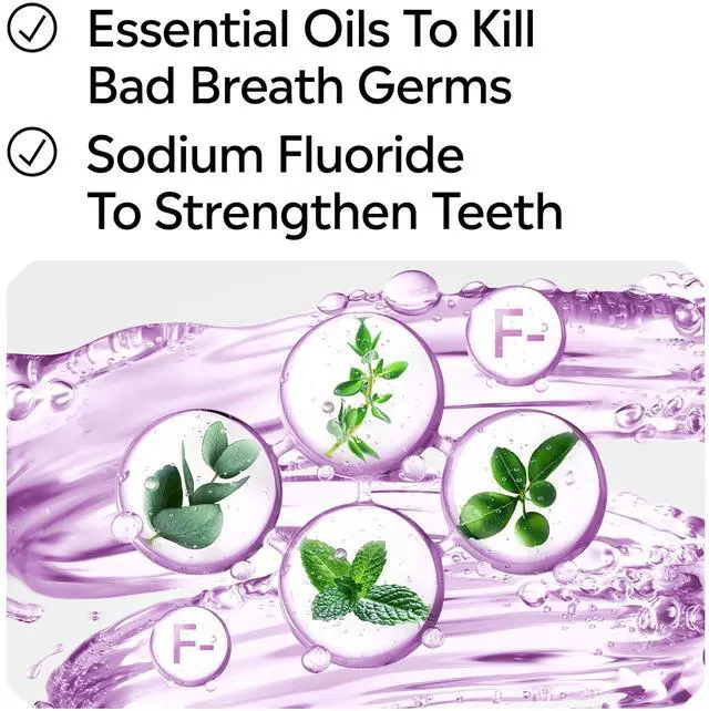 Alt view image 7 of 7 - Mouthwash Total Care Mild Mint, Alcohol Free Mouthwash for Adults, Fluoride Mouth Rinse, Non Alcohol Anticavity Oral Rinse, Kills 99.9% of Bad Breath Germs, 500 mL
