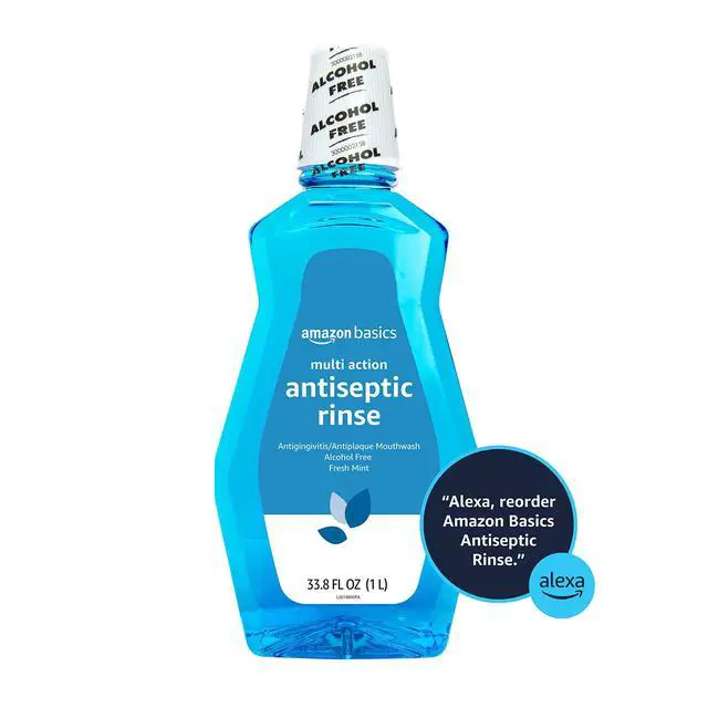 Alt view image 2 of 2 - Multi Action Antiseptic Oral Rinse, Alcohol-Free, Antiplaque, Antigingivitis, Fresh Mint Flavor, 1 Liter (33.8 Fluid Ounces), 1-Pack (Previously Solimo)