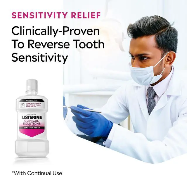 Alt view image 2 of 7 - Clinical Solutions Sensitive Teeth Alcohol Free Mouthwash, Fresh Breath Dental Mouthwash Provides Protection & Relief from Tooth Sensitivity Pain, Daily Fresh Mint Oral Rinse, 500 mL