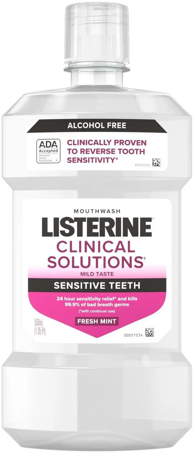 Main image of Clinical Solutions Sensitive Teeth Alcohol Free Mouthwash, Fresh Breath Dental Mouthwash Provides Protection & Relief from Tooth Sensitivity Pain, Daily Fresh Mint Oral Rinse, 500 mL