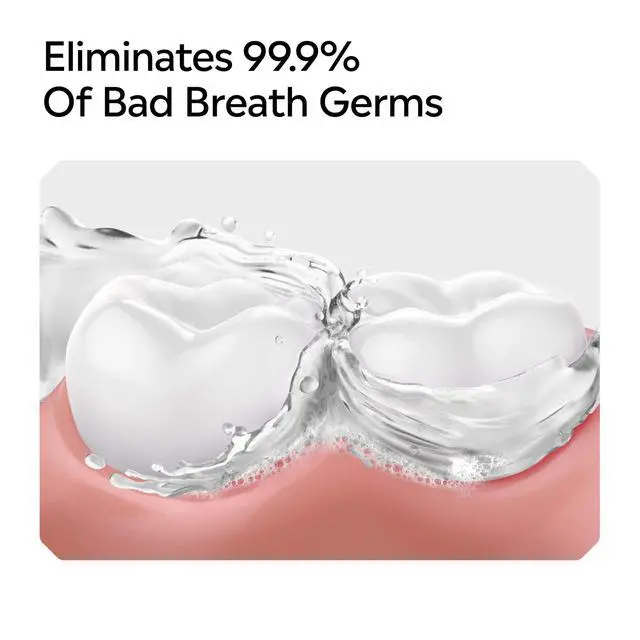 Alt view image 6 of 7 - Extra Mild Alcohol-Free Mouthwash, Oral Rinse Powered by Essential Oils Kills 99.9% of Germs that Cause Bad Breath for A Clean* Mouth, No Added Dyes, Mild Cool Mint Flavor, 1L