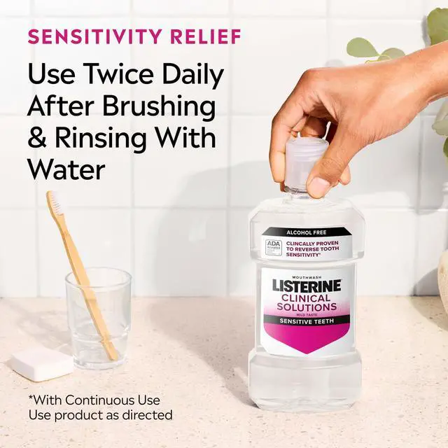Alt view image 6 of 7 - Clinical Solutions Sensitive Teeth Alcohol Free Mouthwash, Fresh Breath Dental Mouthwash Provides Protection & Relief from Tooth Sensitivity Pain, Daily Fresh Mint Oral Rinse, 500 mL
