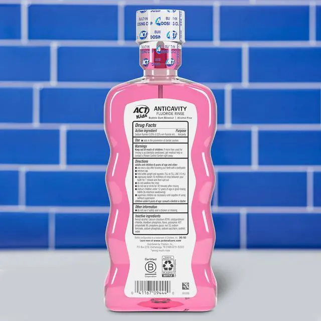 Alt view image 2 of 7 - Kids Anti-Cavity Fluoride Rinse, Bubble Gum Blowout, 16.9 oz