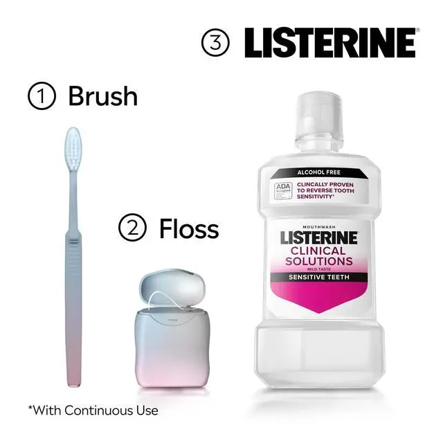Alt view image 7 of 7 - Clinical Solutions Sensitive Teeth Alcohol Free Mouthwash, Fresh Breath Dental Mouthwash Provides Protection & Relief from Tooth Sensitivity Pain, Daily Fresh Mint Oral Rinse, 500 mL