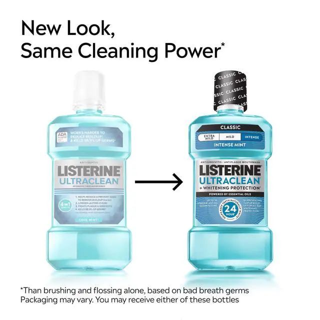 Alt view image 2 of 7 - Ultraclean Intense Antiseptic Mouthwash + Whitening Protection*, Everfresh Technology to Help Fight Bad Breath, Gingivitis, & Plaque, Tartar Control Oral Rinse, Intense Mint, 1L