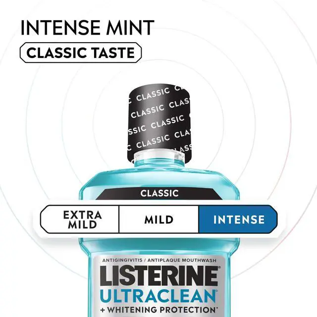Alt view image 3 of 7 - Ultraclean Intense Antiseptic Mouthwash + Whitening Protection*, Everfresh Technology to Help Fight Bad Breath, Gingivitis, & Plaque, Tartar Control Oral Rinse, Intense Mint, 1L