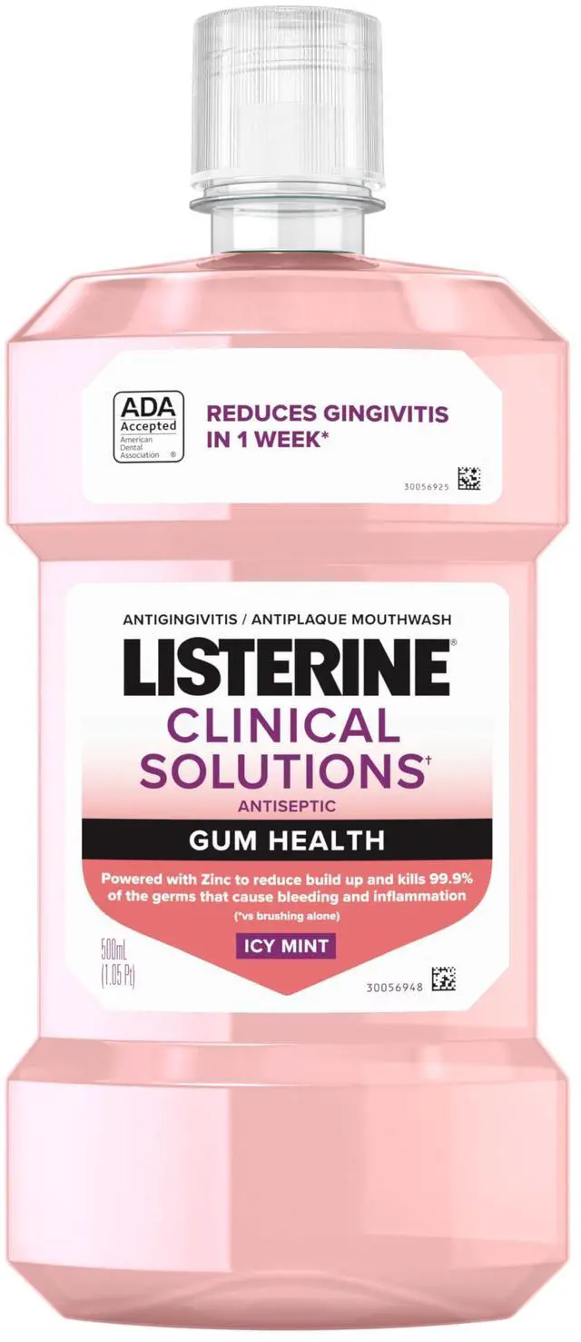 Main image of Clinical Solutions Mouthwash Gum Health Antiseptic, Antigingivitis and Antiplaque Oral Rinse Helps Prevent Buildup and Immediately Kills Germs for Healthier Gums, ICY Mint, 500 mL