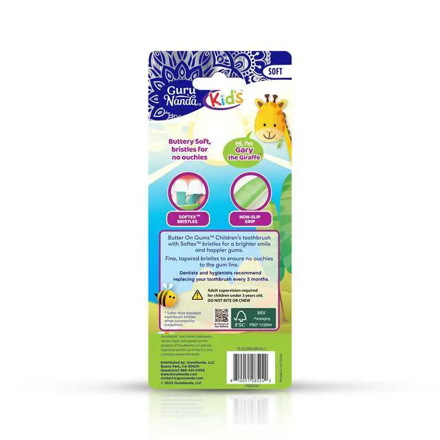 Alt view image 7 of 7 - Butter On Gums Kids Toothbrush - 4 Pack Extra Soft Bristles Toothbrush for Kids, Multi-Colored & Fun to Use for Beginner Cleaning - Ergonomic Grip Handle - BPA & Cruelty-Free (Age 3+)