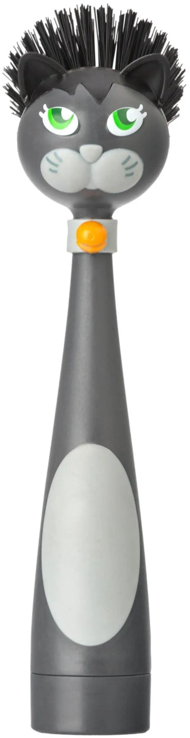 Main image of Soap Dispensing Dish Brush - Felix Cat-Shaped, Dish Brush with Handle and Soap Dispenser, Scrub Brush for Dishes, Pot Scrubber, Sink Scrubber, Dish Cleaner, and Kitchen Essentials - Black, Gray