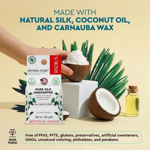 Alt view image 3 of 5 - Natural Silk Dental Floss, Now 30% Thinner for Smooth Glide in Tight Teeth, Hand-Spun Silk Infused with Coconut Oil, Plastic-Free & Sustainable Packaging, Unscented, 33 YD - Pack of 1
