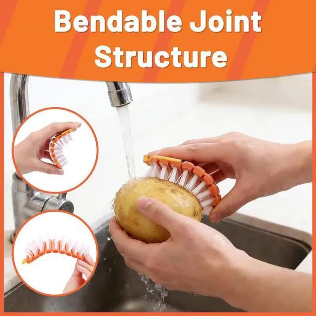 Alt view image 3 of 7 - 2 Pack Vegetable Brush Potato Scrubber for Food, Flexible Carrot Shape Veggie Brush and Finger Ring Fruit Cleaning Brush, Kitchen Produce Scrubber for Potatoes Carrots Corn
