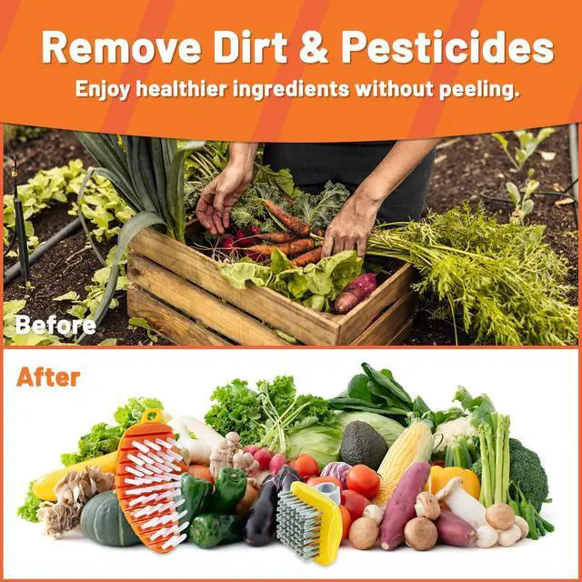 Alt view image 5 of 7 - 2 Pack Vegetable Brush Potato Scrubber for Food, Flexible Carrot Shape Veggie Brush and Finger Ring Fruit Cleaning Brush, Kitchen Produce Scrubber for Potatoes Carrots Corn
